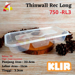 Thinwall Klir Rectangle Long (RL3) 750 KLIR 25pcs