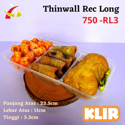 Thinwall Klir Rectangle Long (RL3) 750 KLIR 25pcs