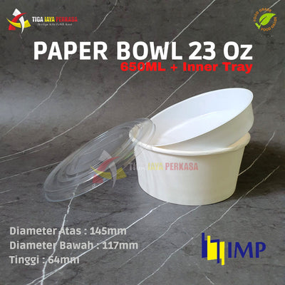 Paper Bowl 650ml IMP + Inner Tray + Tutup 25Pcs