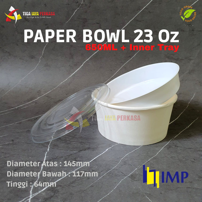 Paper Bowl 650ml IMP + Inner Tray + Tutup 25Pcs