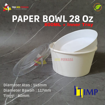 Paper Bowl 800ml IMP + Tutup + Inner Tray 25pcs