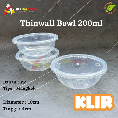 Thinwall Klir Bowl 200ml 25pcs