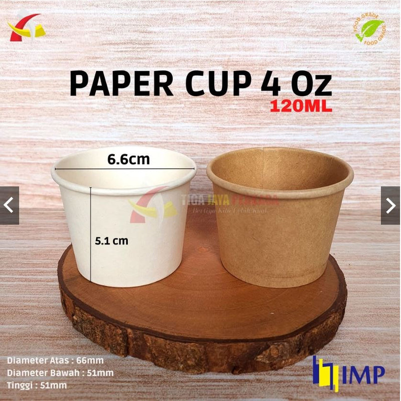 Paper Cup Gelas Kertas 4 Oz Papercup Mini 120ml Paper Cup Tester Tebal @50pcs