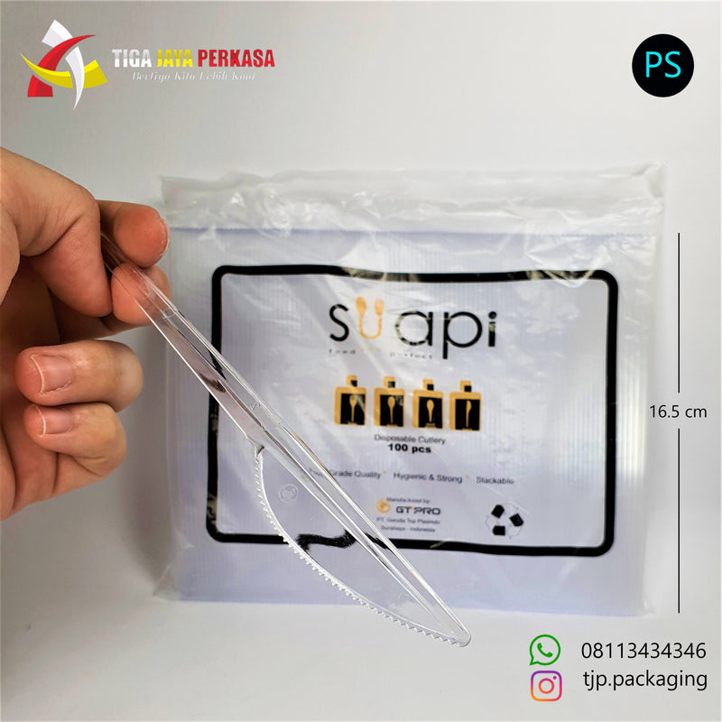 Pisau Plastik Suapi Transparan 100 Pcs