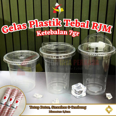 Gelas Plastik 12oz 14oz 16oz 7gr RJM + Lid 50pcs